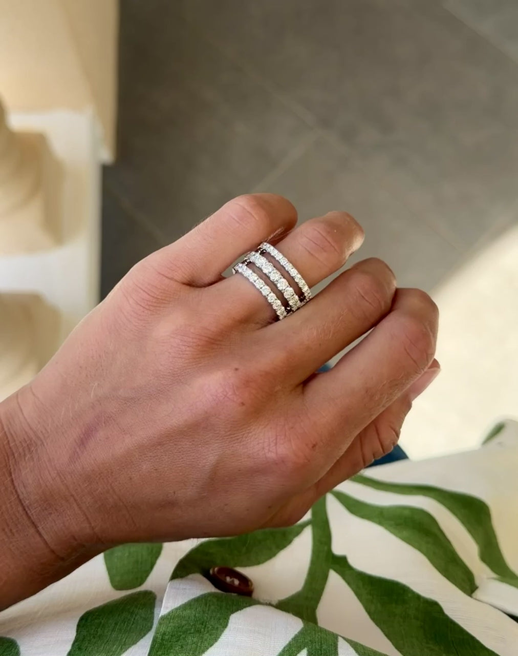 Three Layer Diamond Cocktail Ring