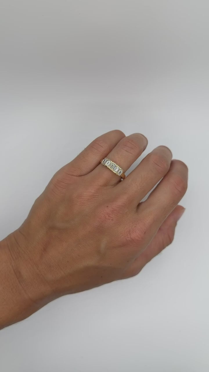Emerald-Cut Lab Diamond Partial Bezel Ring