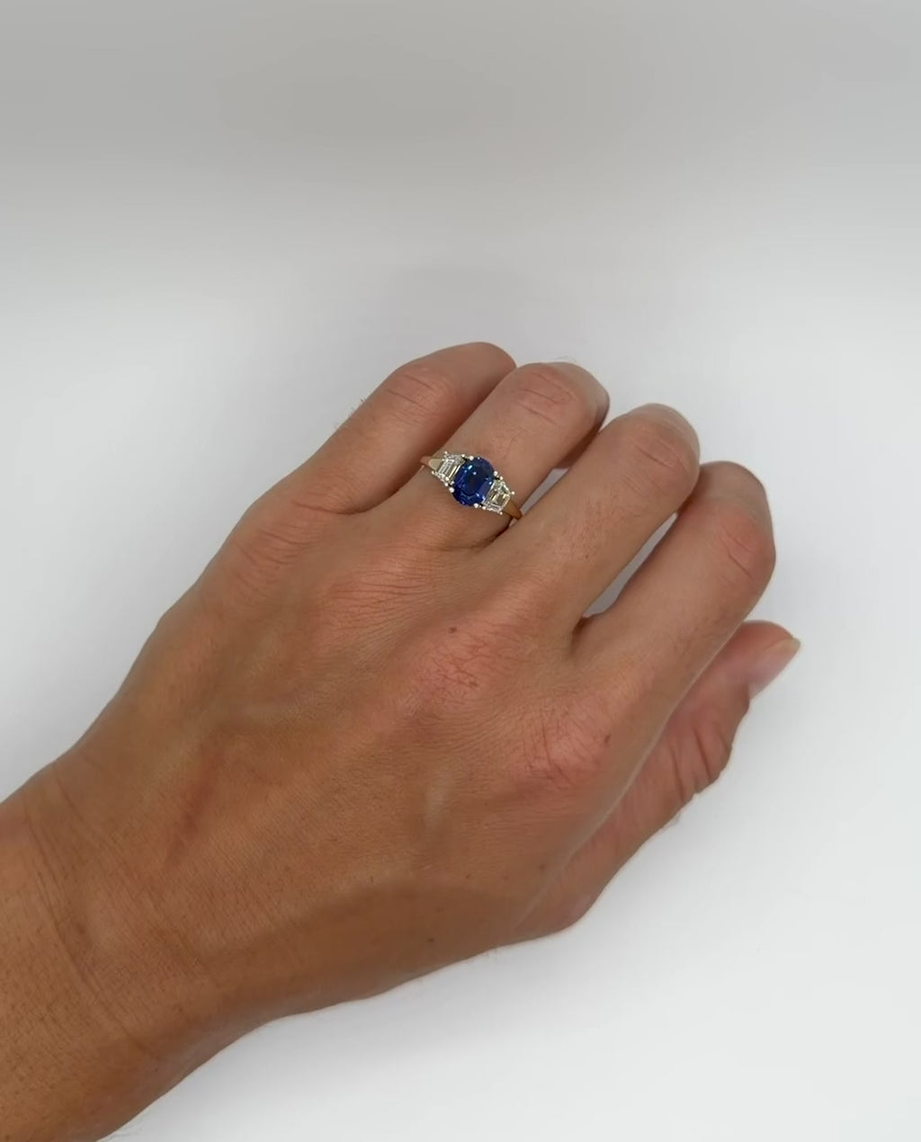 Lab Sapphire and Diamond ring - PREORDER