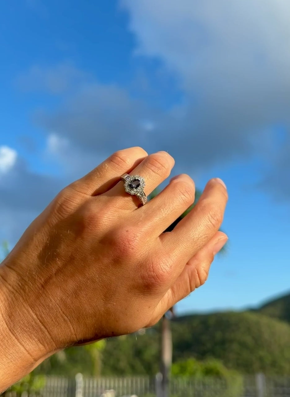 GIA Alexandrite Ring with Diamond Halo