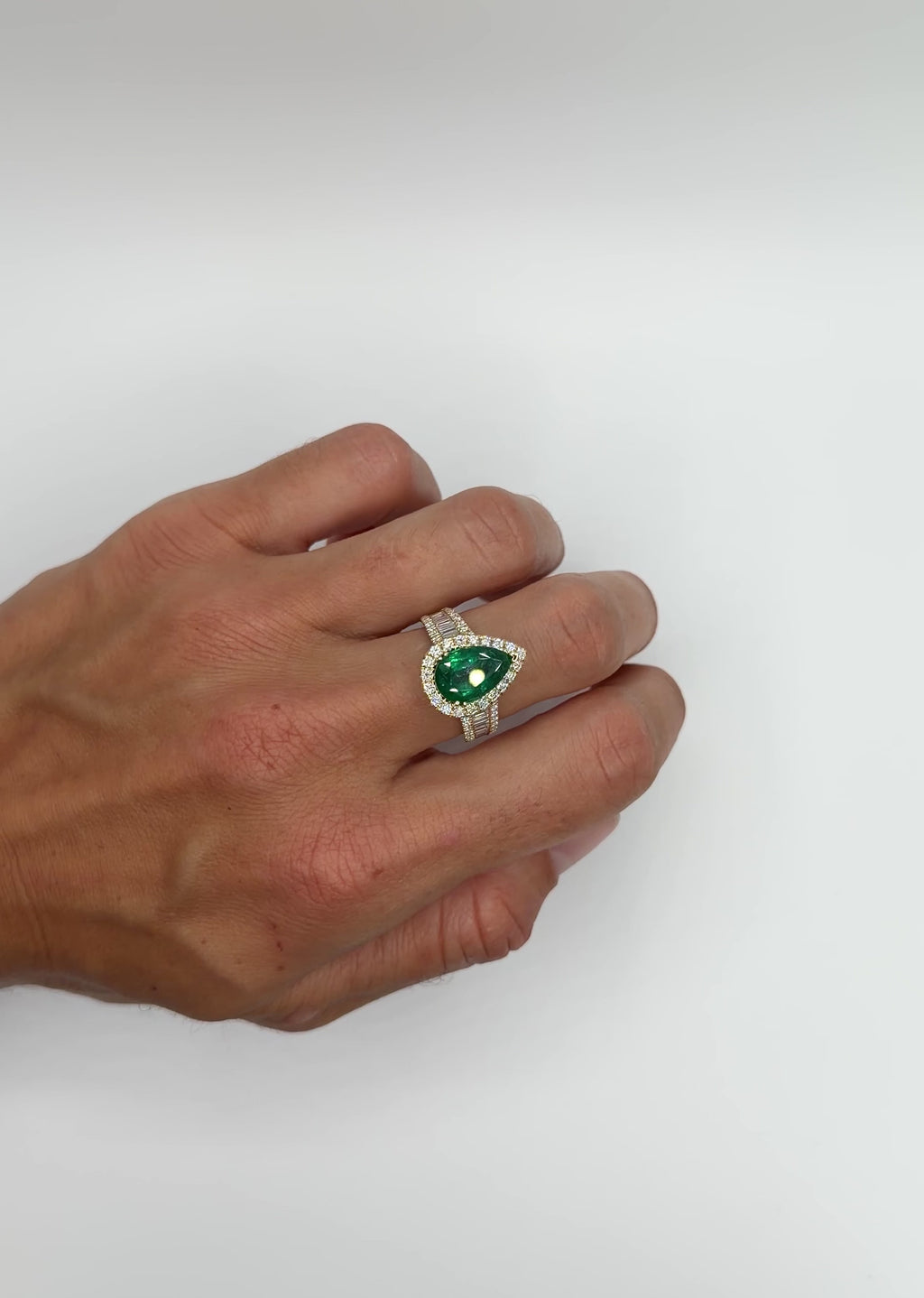 Pear Zambian Emerald Cocktail Ring