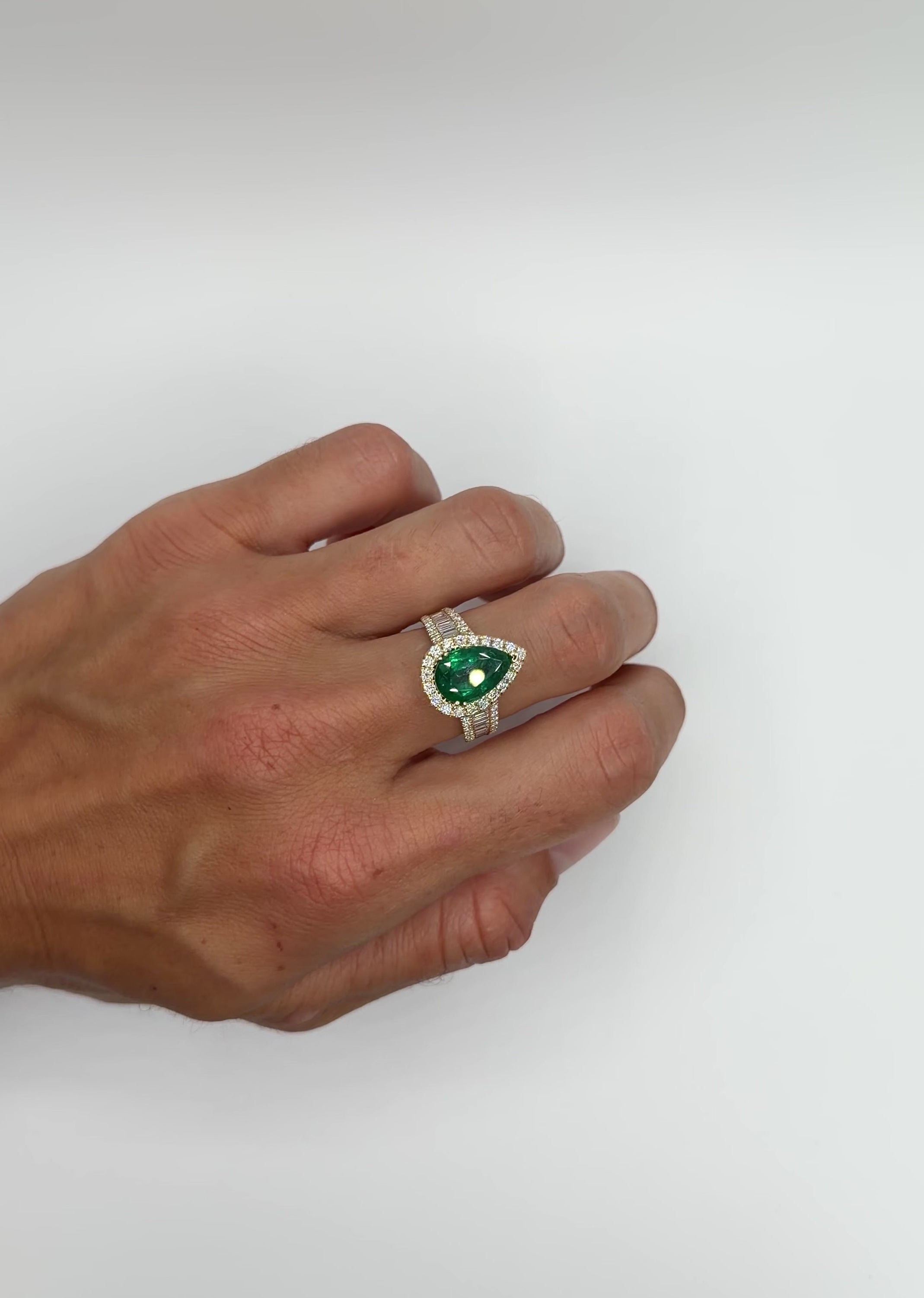 Pear Zambian Emerald Cocktail Ring