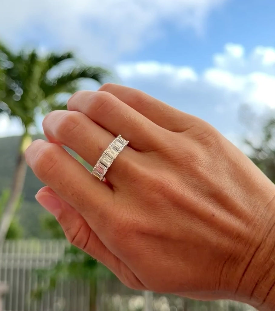 Emerald Cut Half Eternity Band