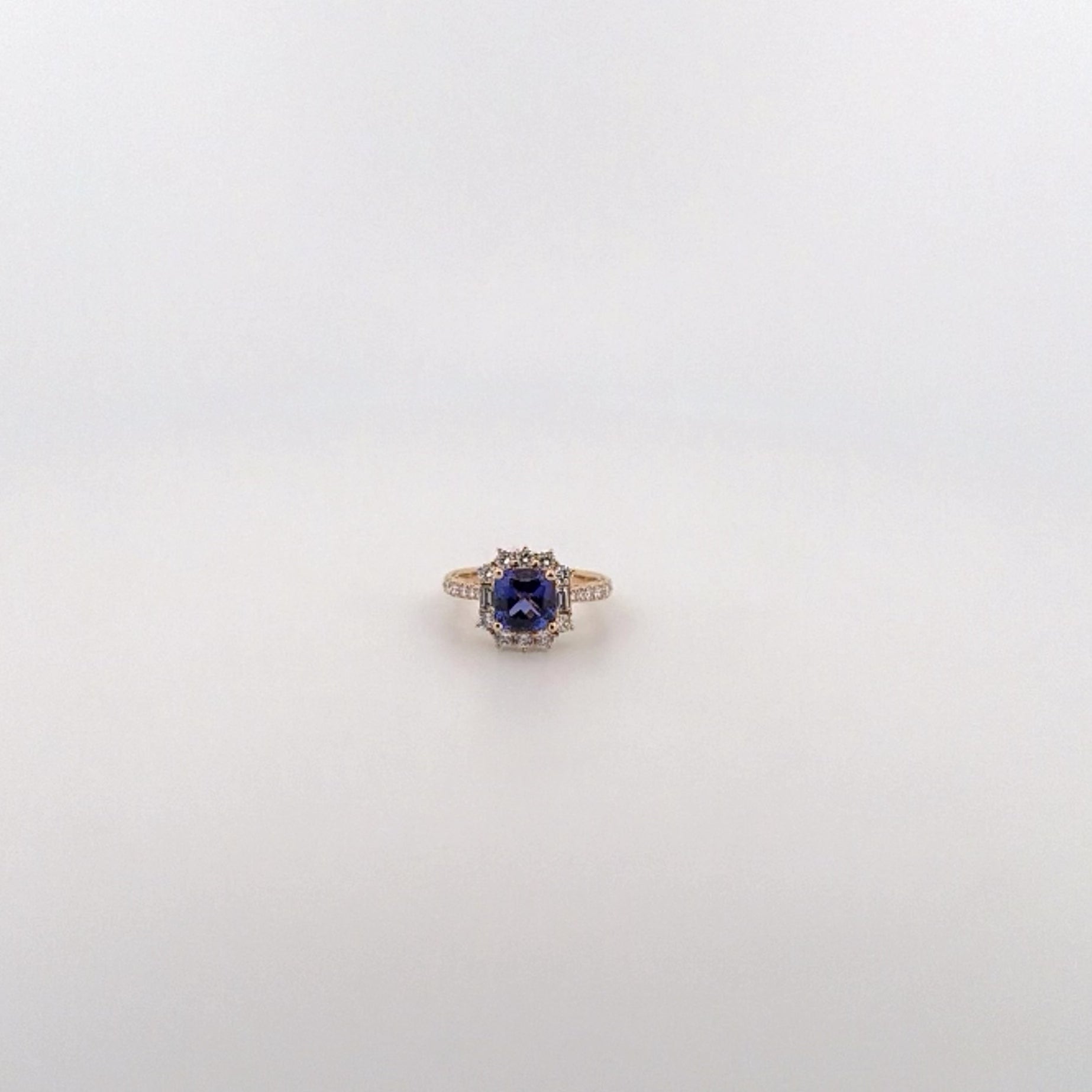 Tanzanite Ring with Diamond Sunburst Halo