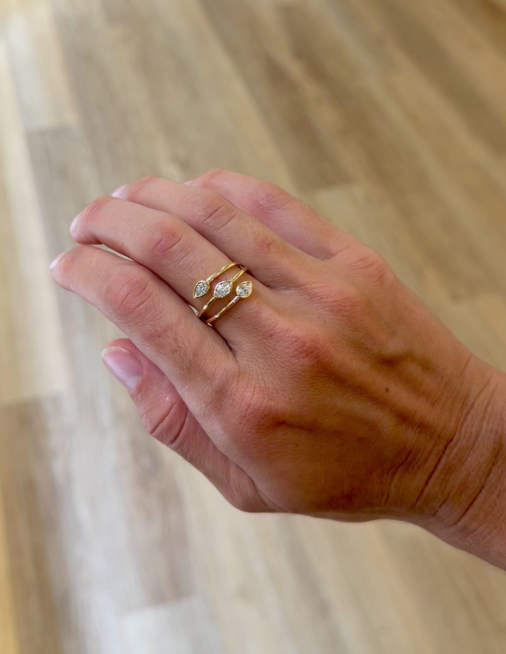 Pear and Marquise Lab Diamond Trio Ring