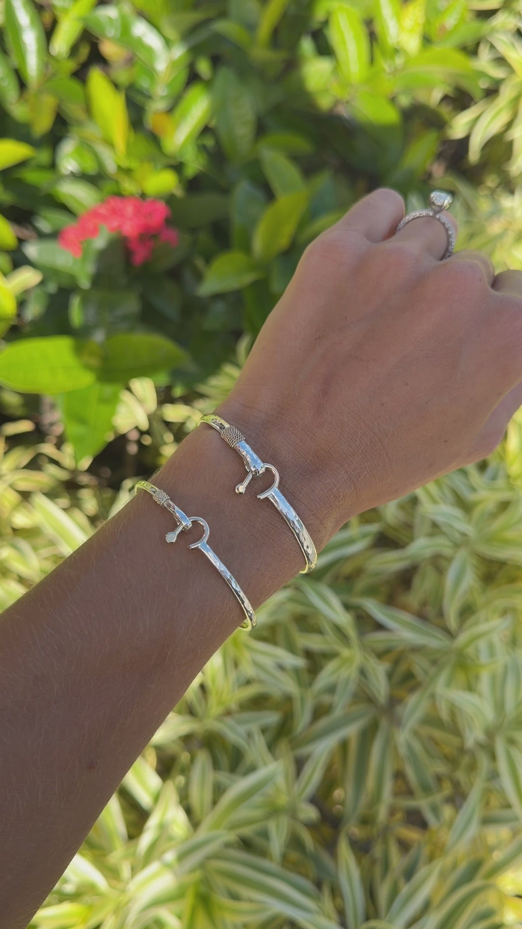 Sterling Silver Bracelet with 14kt Gold J Hook and Wrap