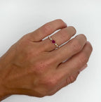 Dainty Oval Ruby Bezel Ring - PREORDER
