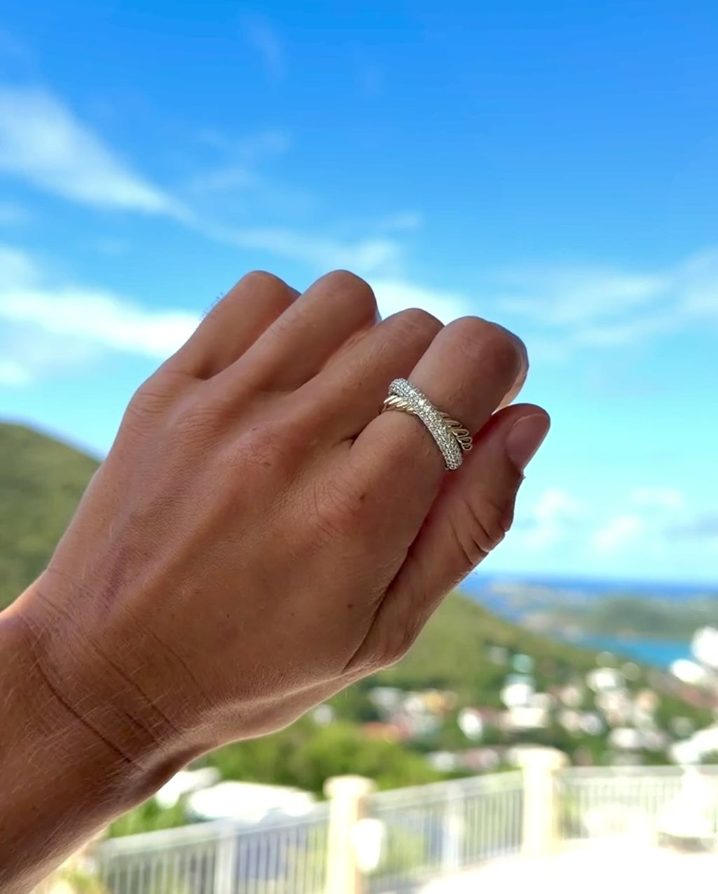 Diamond Criss-Cross Rope Ring