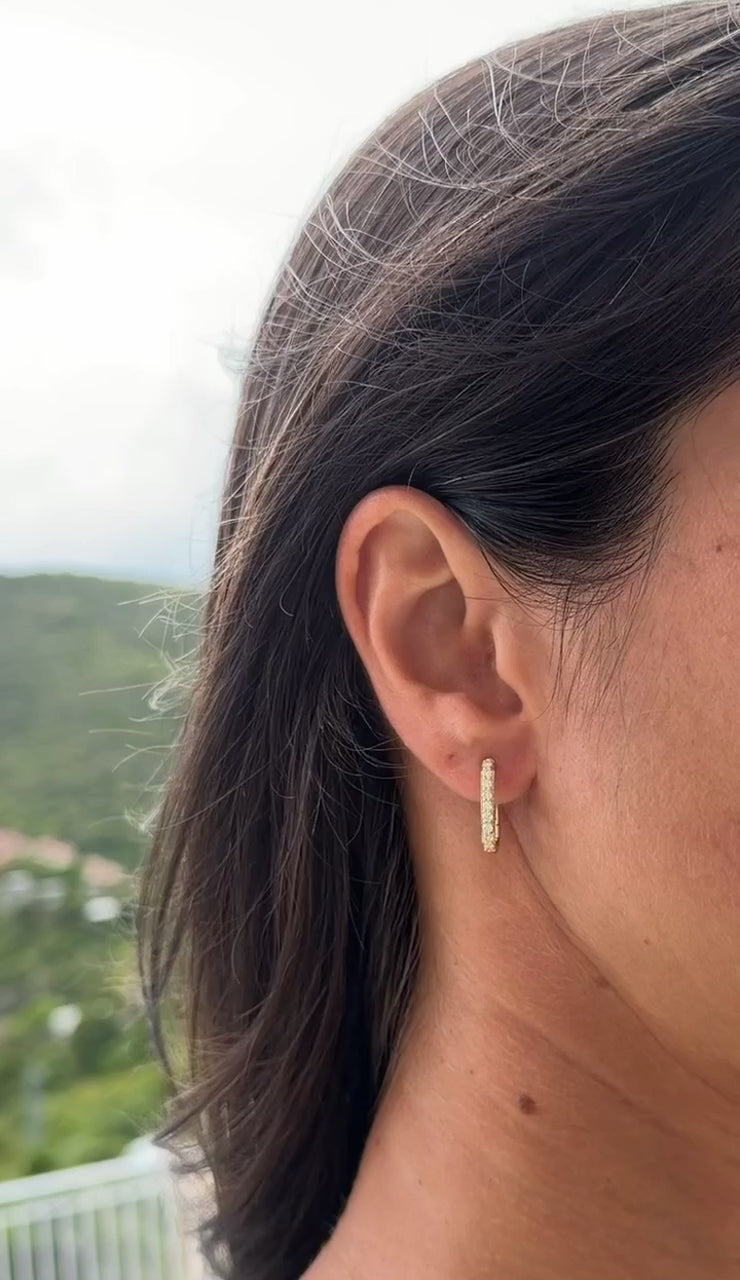 Diamond Oval Hoop Earrings