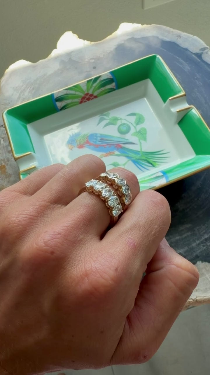 Oval Lab Diamond Half Eternity Bezel Ring