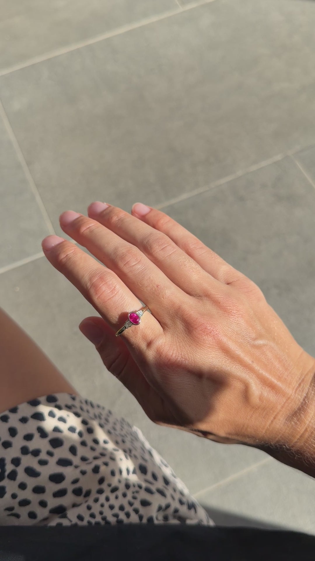 Ruby and Baguettes Bezel Ring