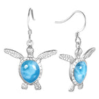 Larimar Sea Turtle Dangling Earrings